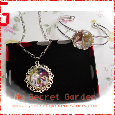 Kaleido Star カレイドスター / Lucky Star らき☆すた Raki☆Suta Konata Izumi anime Cabochon Necklace and Bracelet Set 1a or 1b Kaleido Star カレイドスター / Lucky Star らき☆すた Raki☆Suta Konata Izumi anime Cabochon Necklace and Bracelet Set 1a or 1b